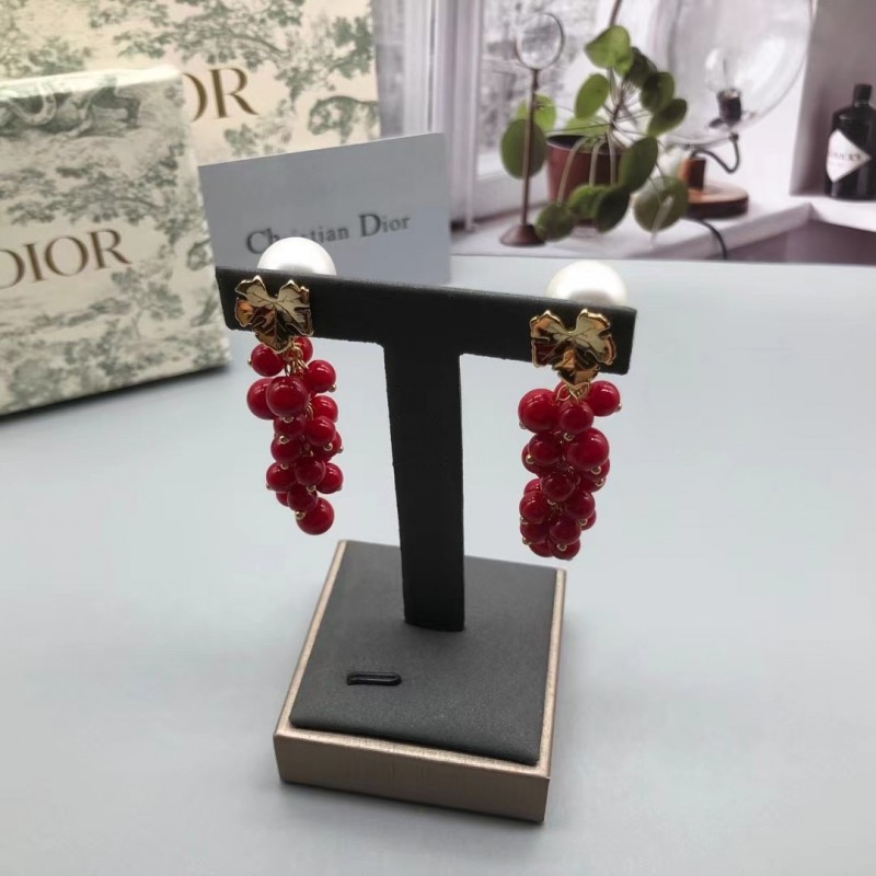 Name Brand Jewelry Dior Red Earrings RB637